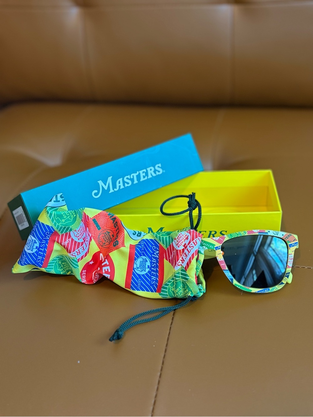 Masters Multicolor Pattern Sunglasses with Blue Mirrored Lenses